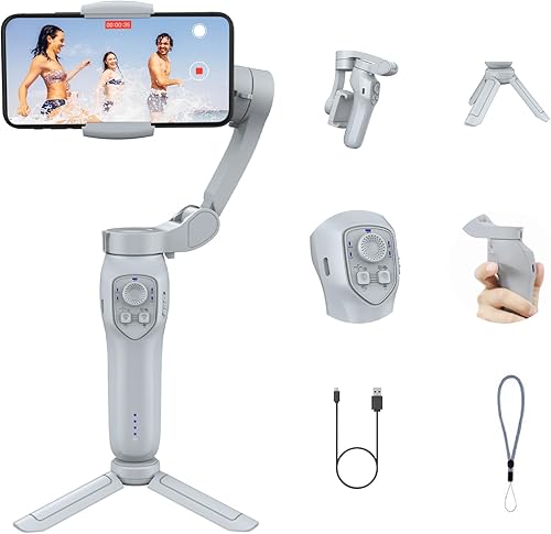 Miniatura 9 de Gimbal de teléfono de 3 ejes con luz de relleno ajustable, estabilizador de cardán para teléfono inteligente, estabilizador de teléfono para