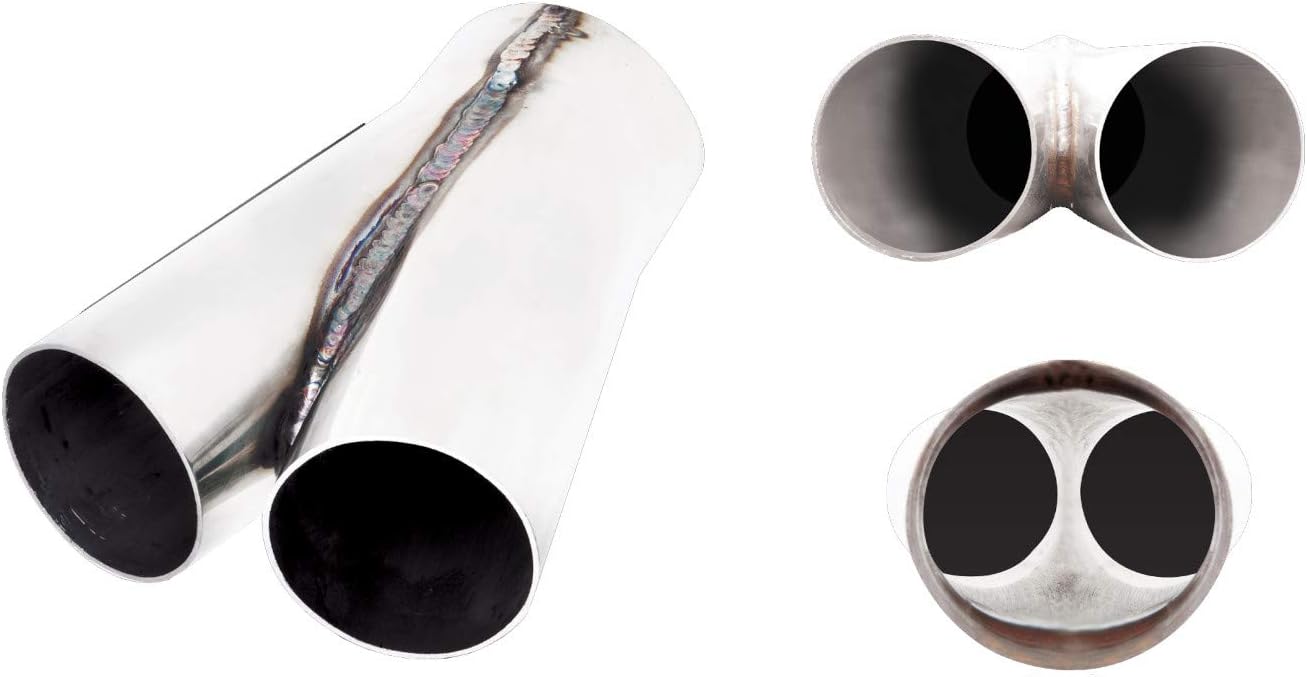XFORCE CL2S-200-250 Universal Exhaust 2 to 1 Collector, Twin 2" to Single 2.5", Stainless Steel