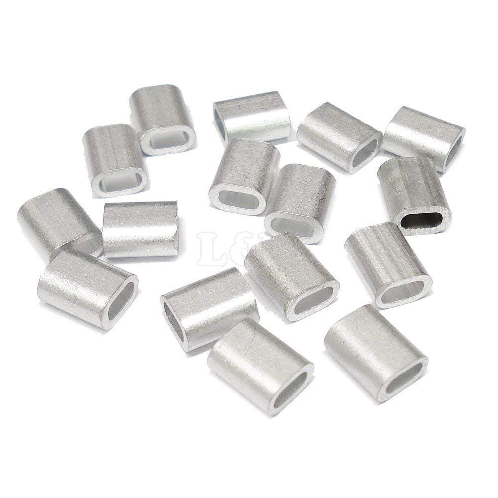 Uxcell 1/2"/ 12mm Aluminum Crimping Loop Sleeves, For Wire Rope Sleeves Silver Tone 2pcs