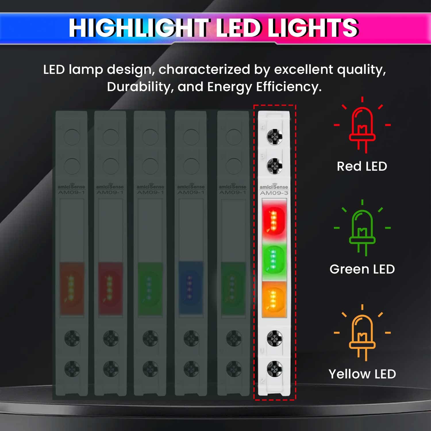 amiciSense 3-Phase Indicator with Red, Green, and Yellow LED Lights – Only 1 cm Wide Reliable Phase Detection for 230VAC Systems, Din Rail Mount Panel Indicator - Image 4 thumbnail