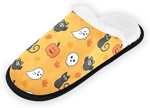 Pantuflas de calabaza de Halloween para mujeres y hombres, suaves, antideslizantes, para interiores, hogar, para dormitorio, hotel, viajes, novia,
