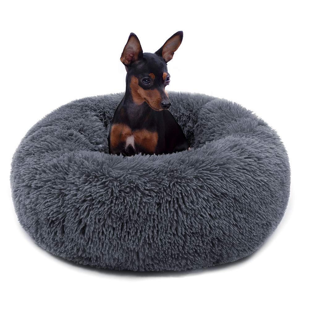 Flauschiges Donut-Hundebett – Halbgeschlossenes Kuschelbett Für Hunde & Katzen, Weich & Wärmend, Perfekt Für Herbst & Winter, Grau