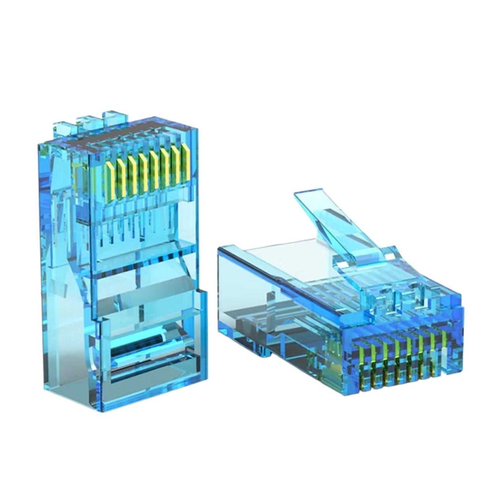 50 conectores de extremo CAT6/5e RJ45 para cable Ethernet, conectores modulares de color estándar UTP chapados en oro (mezcla)