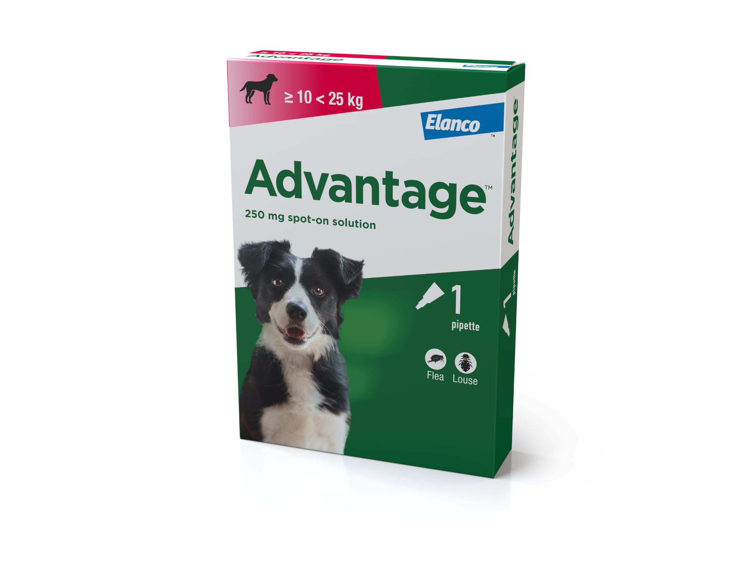 Advantage Spot On Flea Treatment For Large Dogs 10-25kg (1 pipette, 250mg), Kills Fleas Within 24 Hours, Prevents Further Infestation For Up To Four Weeks — image 1