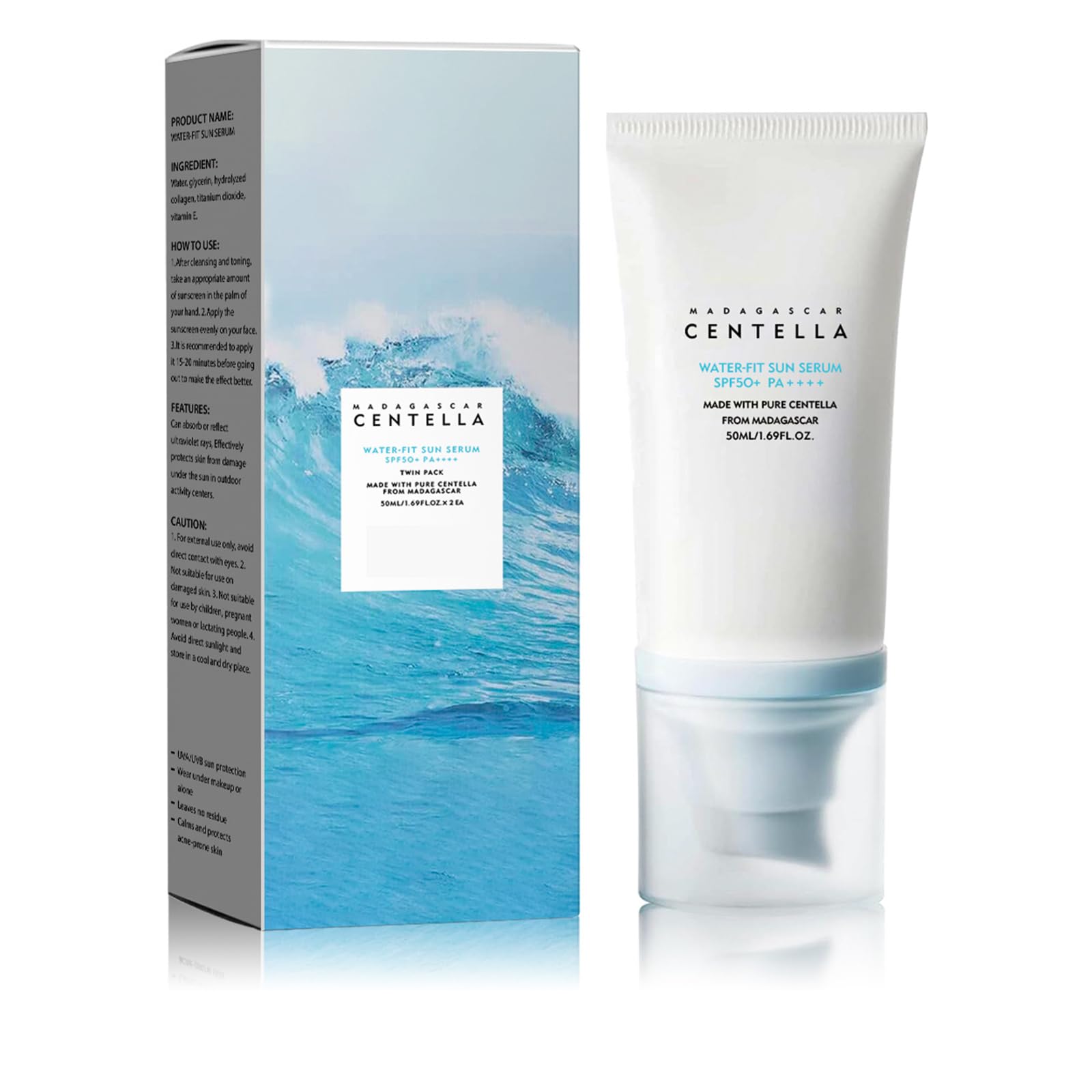Protezione solare con acido ialuronico Spf 50, una protezione solare idratante, protezione solare, nessun residuo bianco, facile e veloce da assorbimento, Snow Grass Water Sensitive Sunscreen