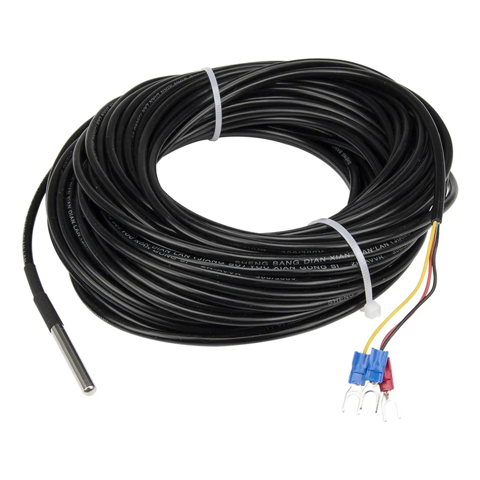 Sensor de temperatura tipo RTD PT100 de 1 unidad con cableado largo de 20 m 4