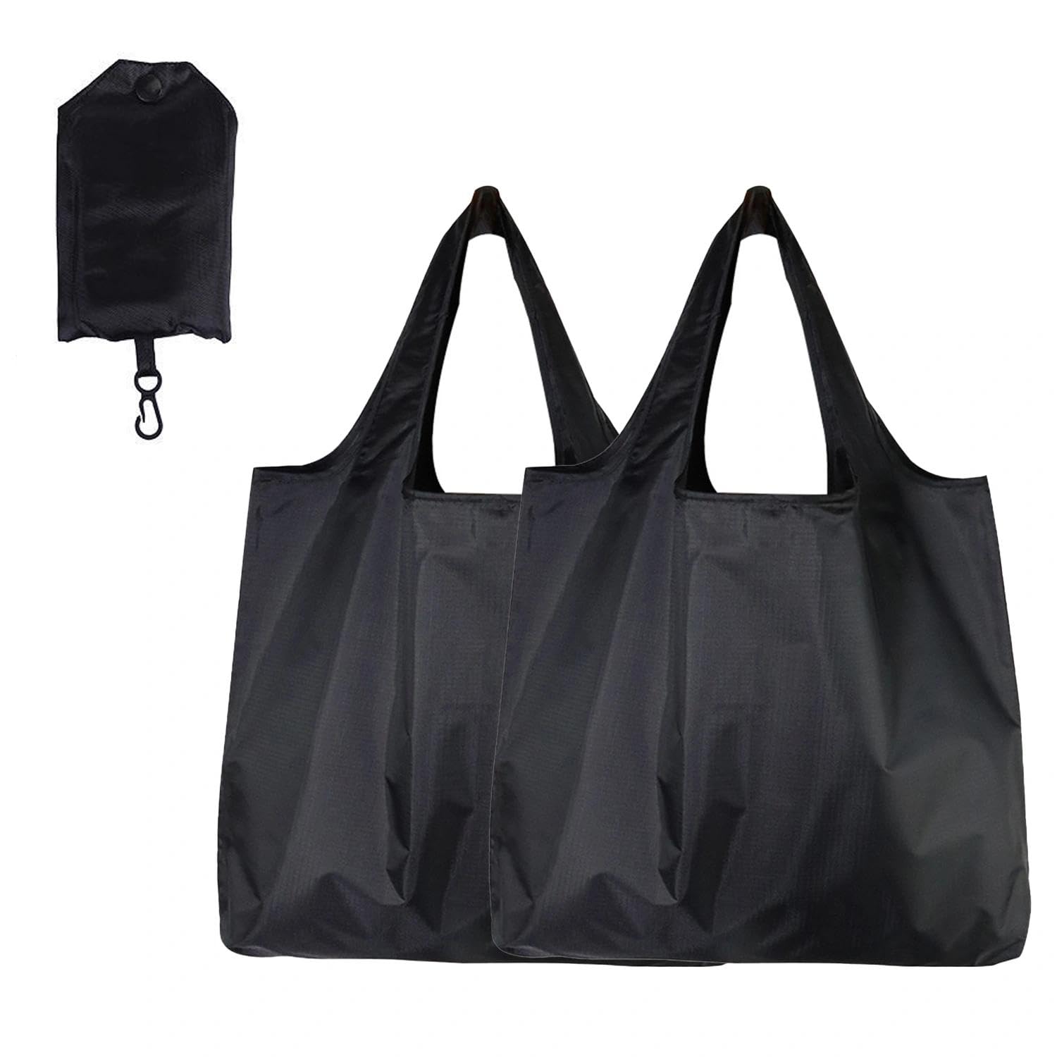 ZENITHYX 2PCS Reusable Shopping Bags, Foldable Shopping Bag with Hooks, Lightweight & Foldable Tote Bag for Shopping Travel & Daily Storage