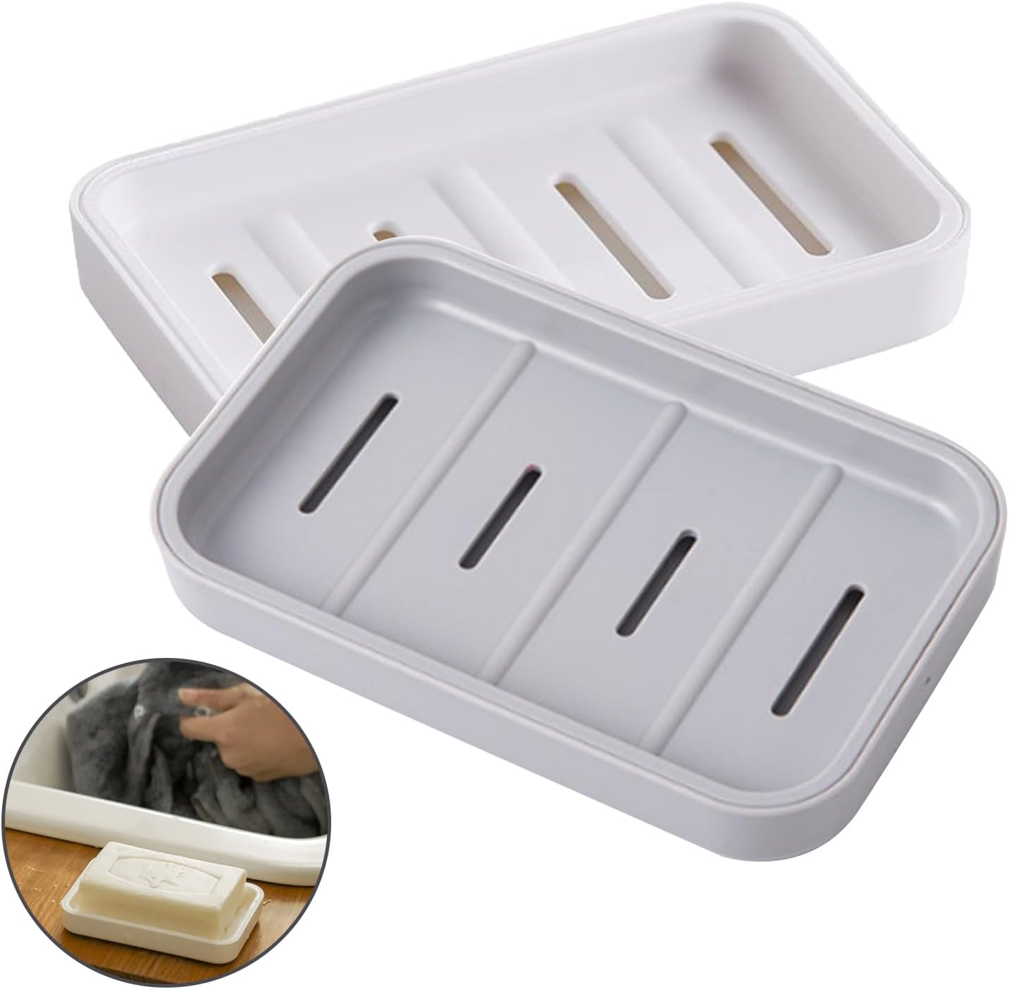 2PCS Soap Dish Keep Dry Container Soap Holder No Sticking for Adult