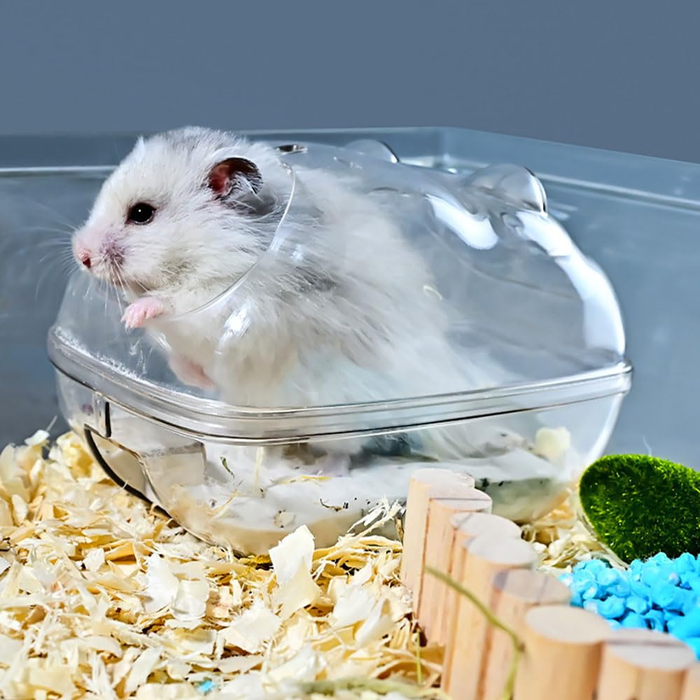 Przezroczysta wanna na piasek dla chomika, przezroczysta łazienka dla chomika z łopatką, mała wanna dla zwierząt domowych, sauna, toaleta, myjnia, pudełko na piasek dla chomika, szynszyla