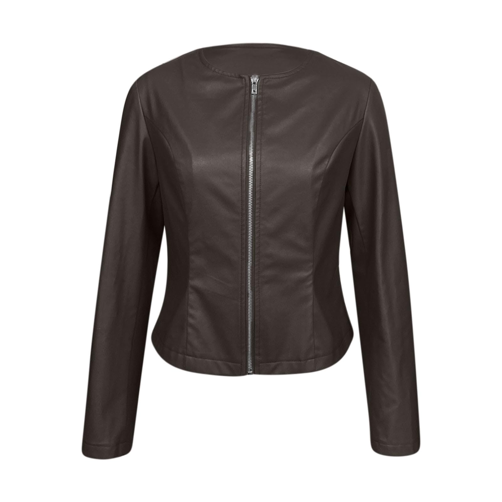 Cappotto in pelle sintetica resistente da donna, elegante giacca con cerniera, vestibilità aderente e design moderno, per abbigliamento professionale o casual