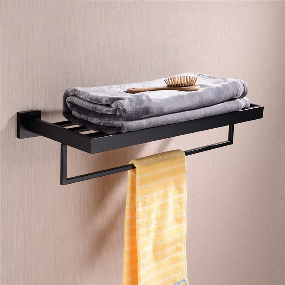 Towel Racks Rail Bathroom Hardware Set Bath Robe Hook Rack Bar Shelf Toilet Paper Holder Toothbrush Accessories-Towel She(With shelf)