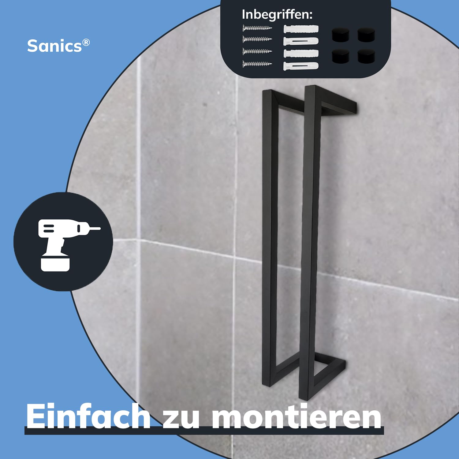 Ersatzrollenhalter Schwarz - Rollenhalter - Toilettenpapierhalter Hängend - Toilettenpapierhalter für 4 Rollen - Ersatzrollenhalter