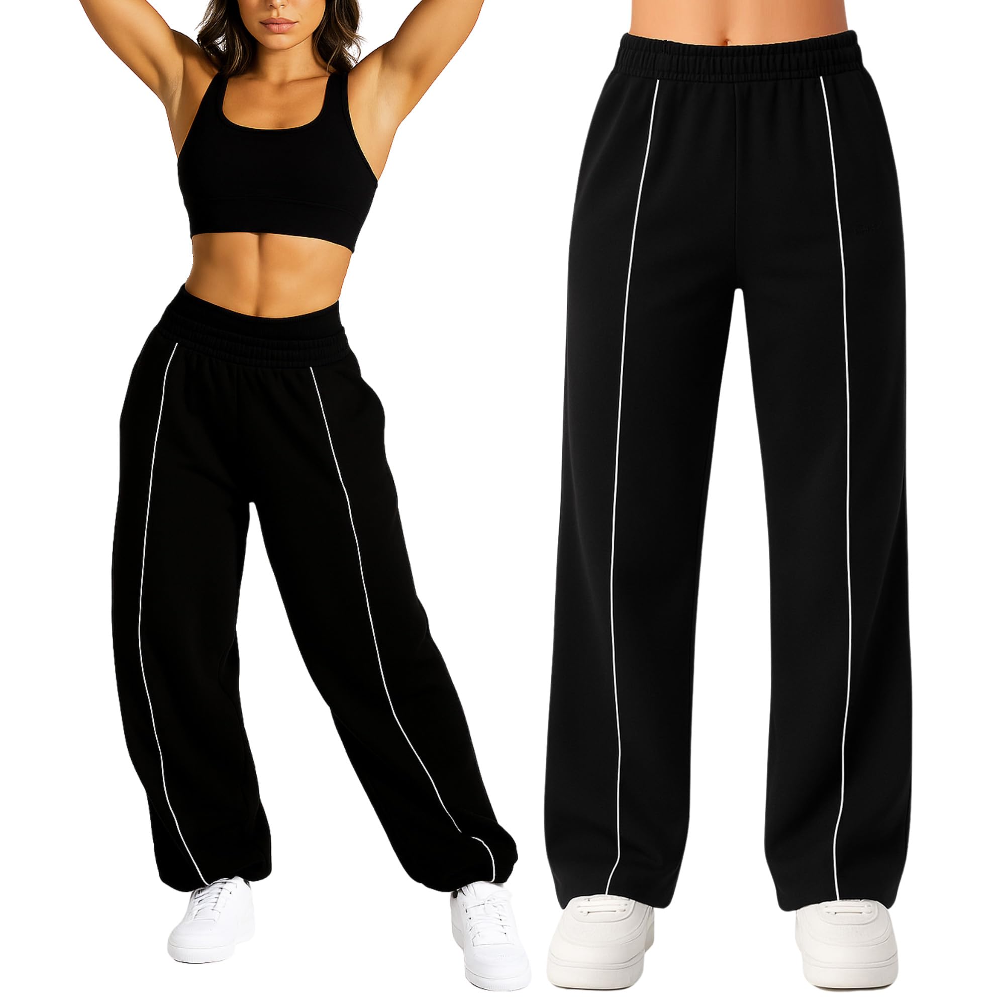 SMILODOX Jogginghose Damen Siara, Bequeme & stylische Freizeithose mit elastischem Bund und Seitentaschen, Trainingshose mit verstellbarem Beinabschluss im Oversize Fit, Für Fitness, Yoga & Freizeit