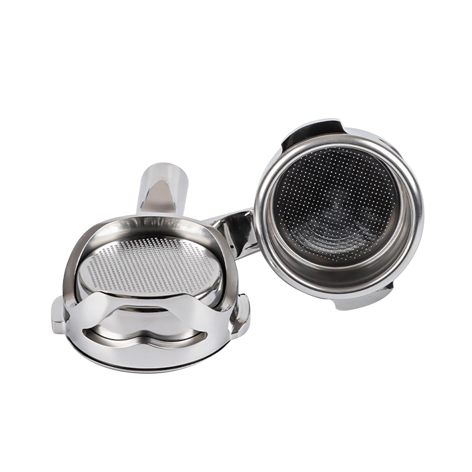 Portafiltro de Café Accesorio de Máquina de Espresso Filtro Repuesto de Acero Inoxidable Sin Fondo Reutilizable Adecuado para Hogar Cafetería, con cesta de filtro, tal como se describe