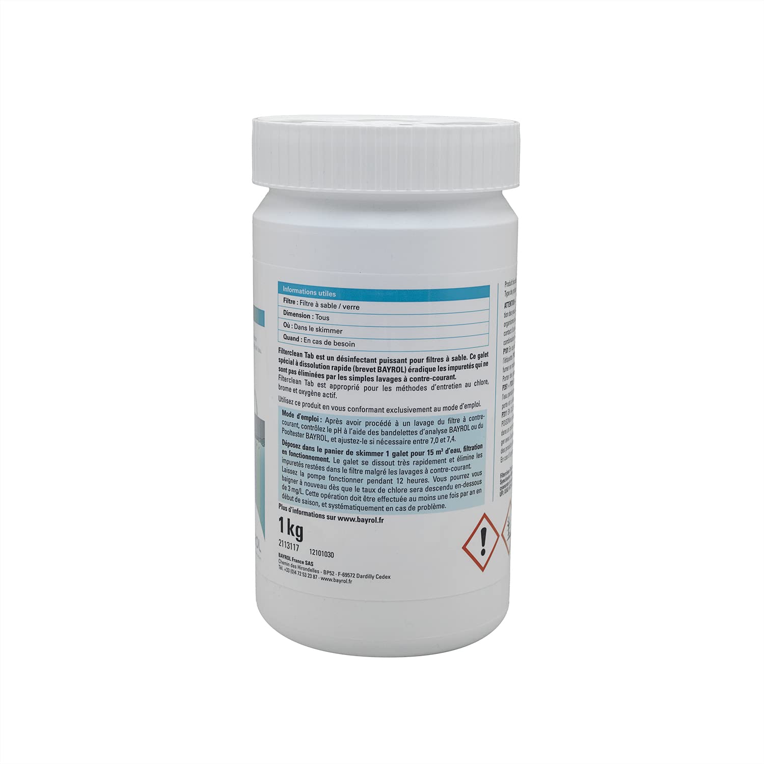 BAYROL FILTERCLEAN Tab - 1kg | Désinfectant Filtres à Sable à Base de Chlores Combinés + 10 Tests HPS OFFERTS 6 en 1