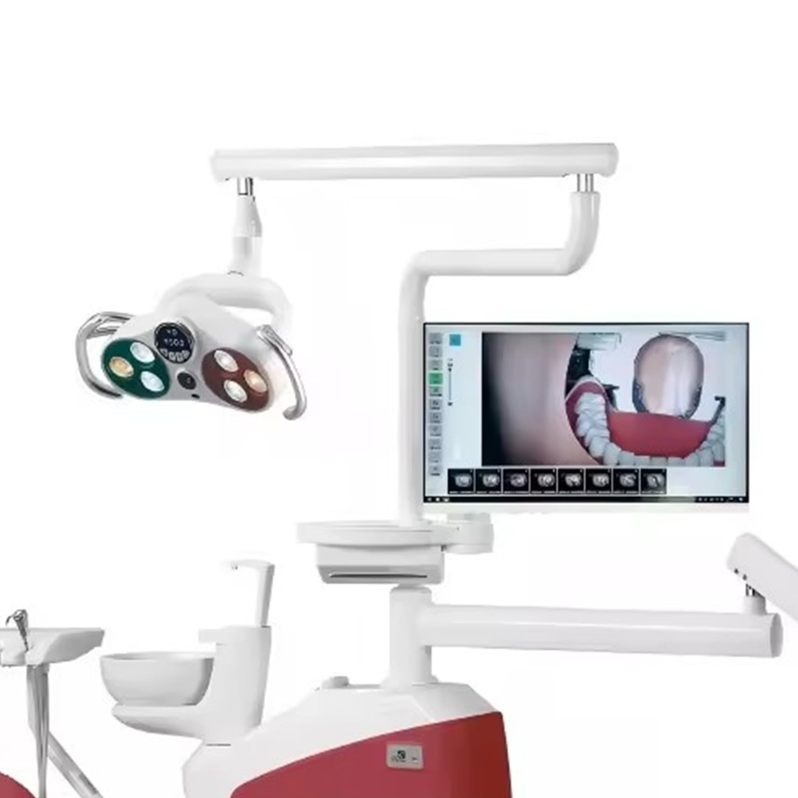 Digital Display Shadowless LED Exam Light Oral Lamp 6 Bulbs with HD Camera Installed on Chair KY-P183