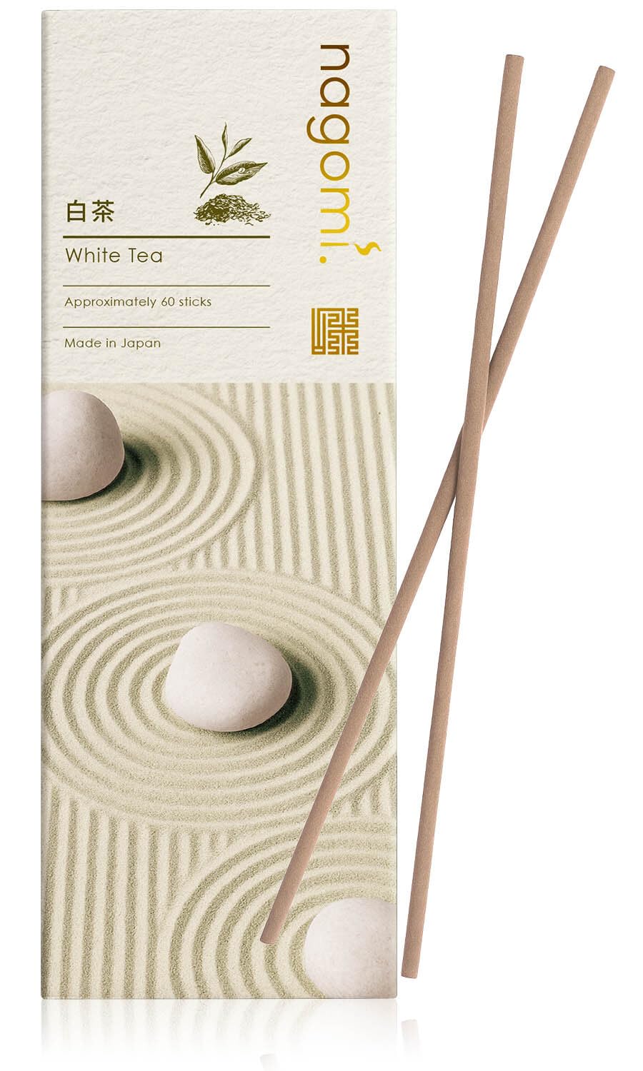 Nagomi White Tea Incense Sticks 60pcs 5.4in Made in Japan Cleansing Relax