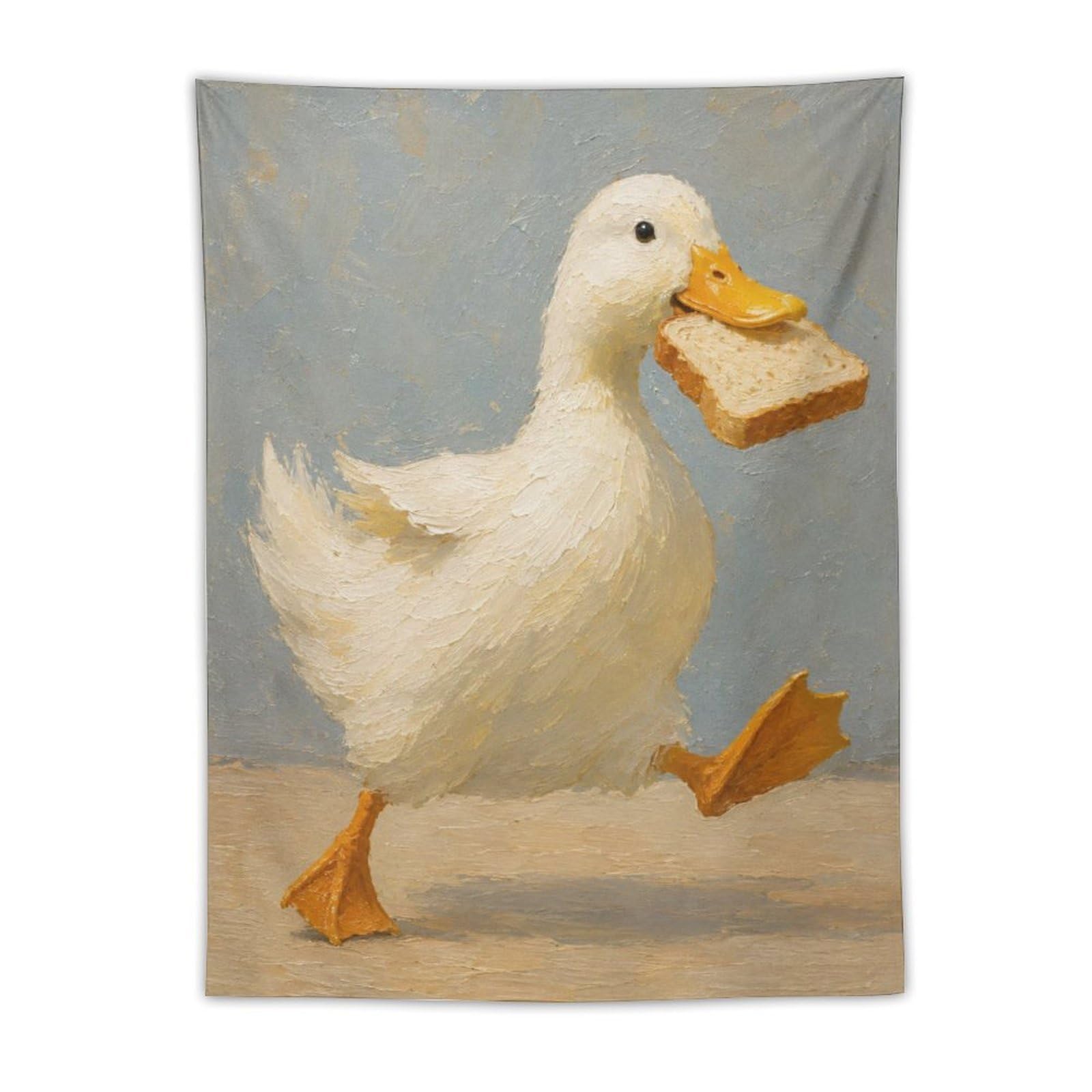 W7C8U2X3 Walking Toast Duck Wall Tapestry, Storybook Illustration, Entryway
