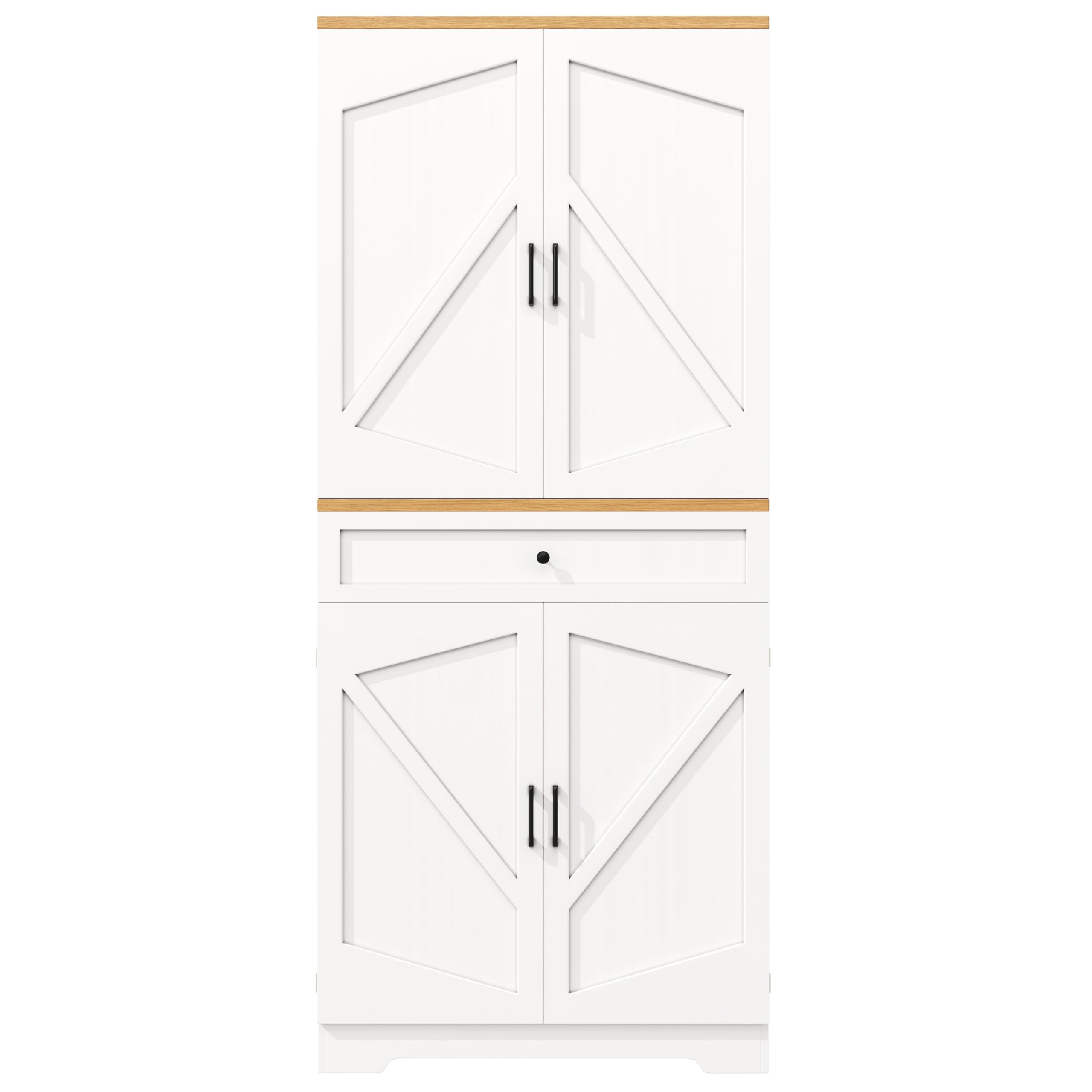 Hochwertiger Küchenschrank mit 12 Türfächern & Schubladen (80x40x180cm), Snack-Aufbewahrungsschrank aus MDF & Spanplatte, Buffetschrank für Esszimmer, Küche, Wohnzimmer