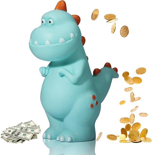 Dinosaur Piggy Bank Toys, Piggy Banks for Kids, Unbreakable Dinosaur Money Box, Cartoon Blue Dinosaur Children'S Piggy Bank, Money Boxes for Boys Gilrs Kids Toysbirthday Gifts