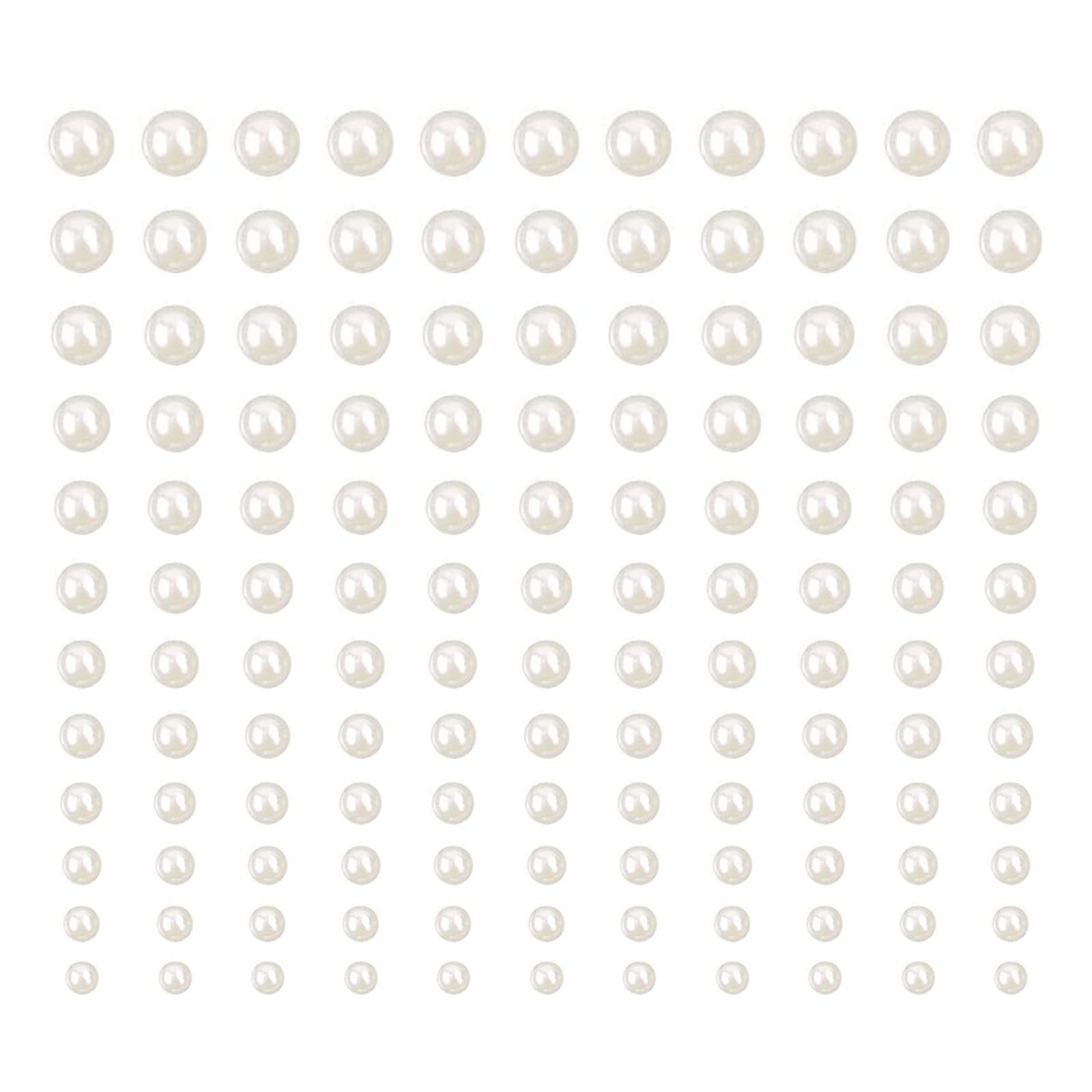 990pcs Flat Back Pearl Stickers, White Pearl Stickers, Stick-on Pearl Gem Jewels for Face Hair Makeup Nail Art Cellphone Decoration Scrapbooking Crafting Embellishment, 3mm/4mm/5mm/6mm (6 Sheet)