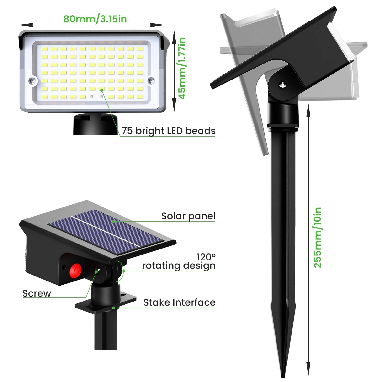 nipify Faretti Solari a Led da Esterno, 6 Pezzi Luce Solare Led Esterno nipify Faretti Solari a Led da Esterno, 6 Pezzi Luce Solare Led Esterno