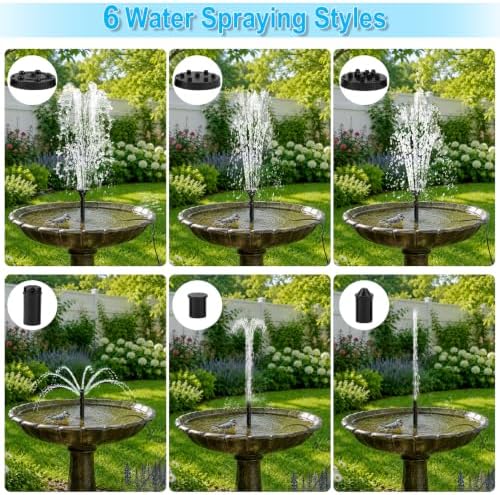 FYDGTPI 7.5W Solar Fountain Pump with 6 Nozzles & Ground Stake for Garden — view 4
