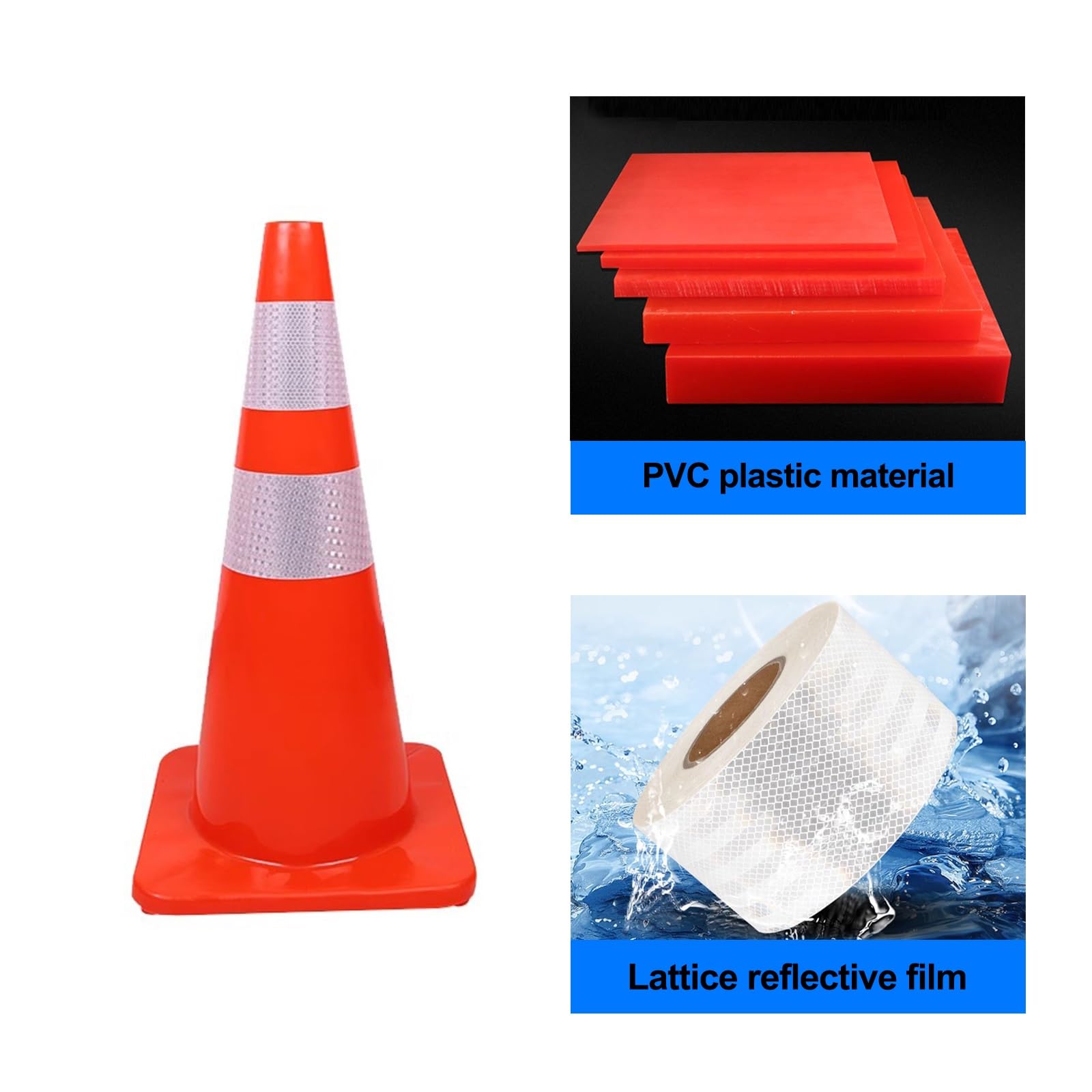 Conos de Señalización Vial Pack de 3, Conos de Tráfico Apilables de PVC Alta Visibilidad con Banda Reflectante Resistentes a la Intemperie para Obras Viales(Yellow,30cm/12in)