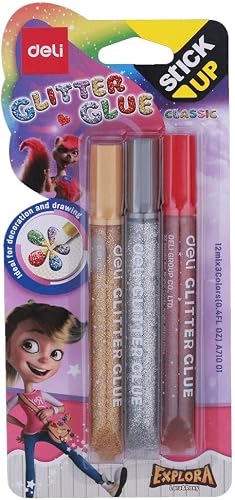 Deli Classic Glue 3 Pack of 12 ml, Multicolor