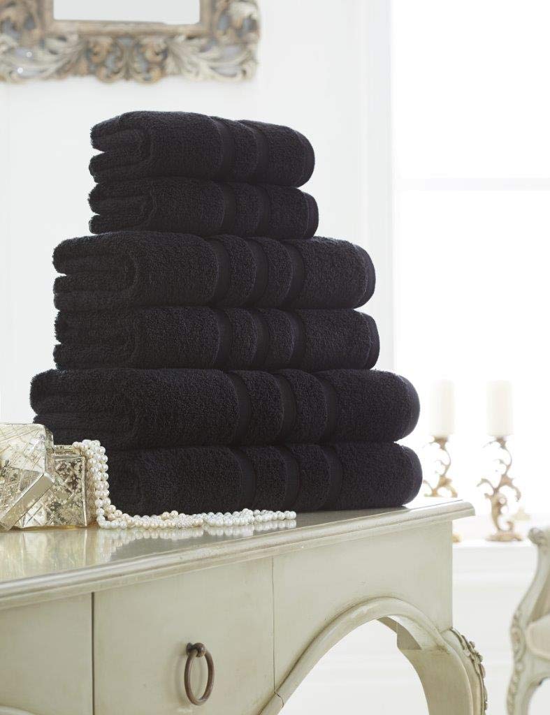 Artistic Fashionista Limited Pure Egyptian Cotton Hotel Quality Super Soft Thick & Absorbent ZERO TWIST Hand Towel, Bath Towel, Bath Sheet, Jumbo Bath Sheet (Black, Bath Towel - Pack 2)