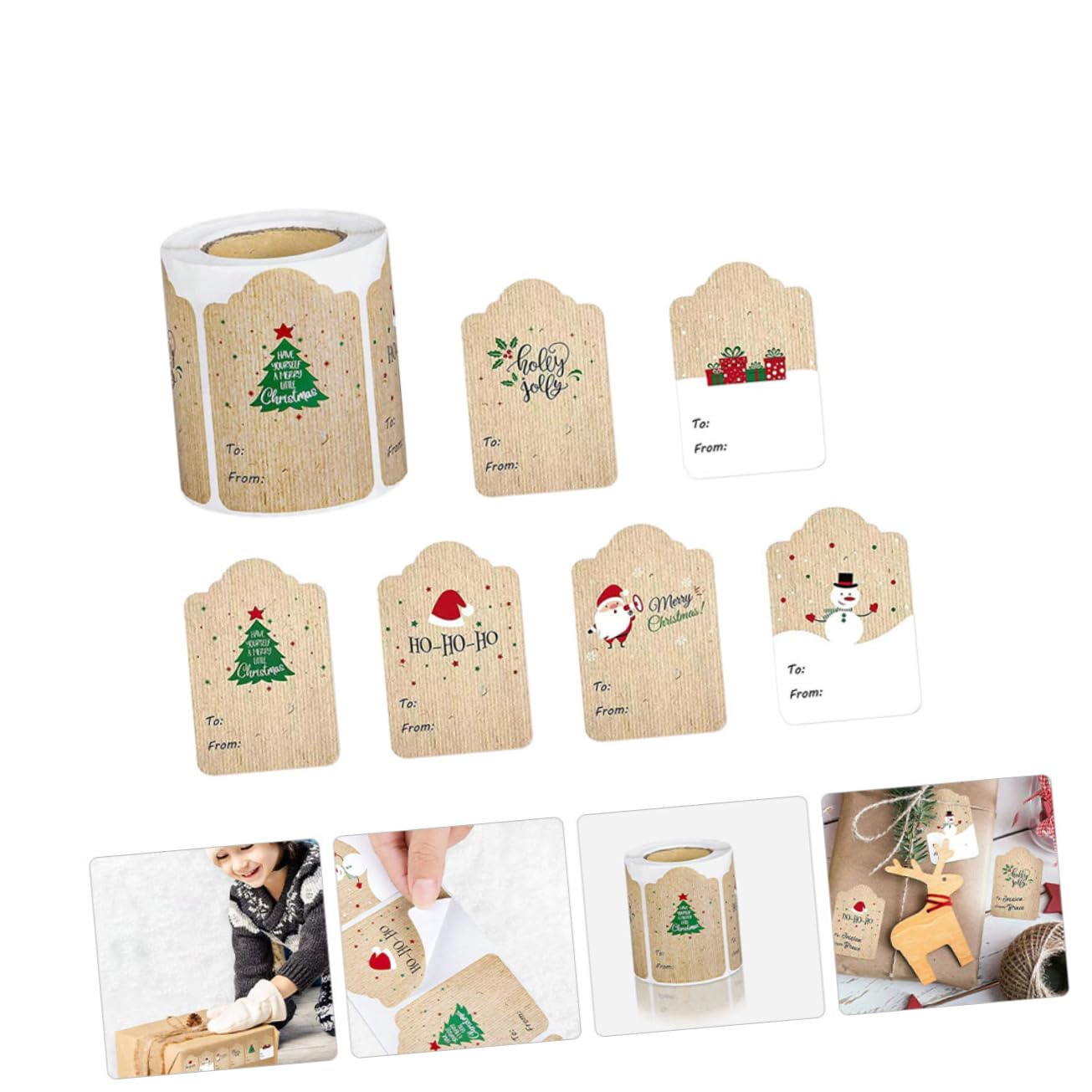 Lurrose 4 Rollen Weihnachtsaufkleber weihnachtsbasteln weihnachts basteln ideas Weihnachtsdekoration Verpackungsetikett weihnachtsgeschenkanhänger aufkleber Festival-Geschenkaufkleber