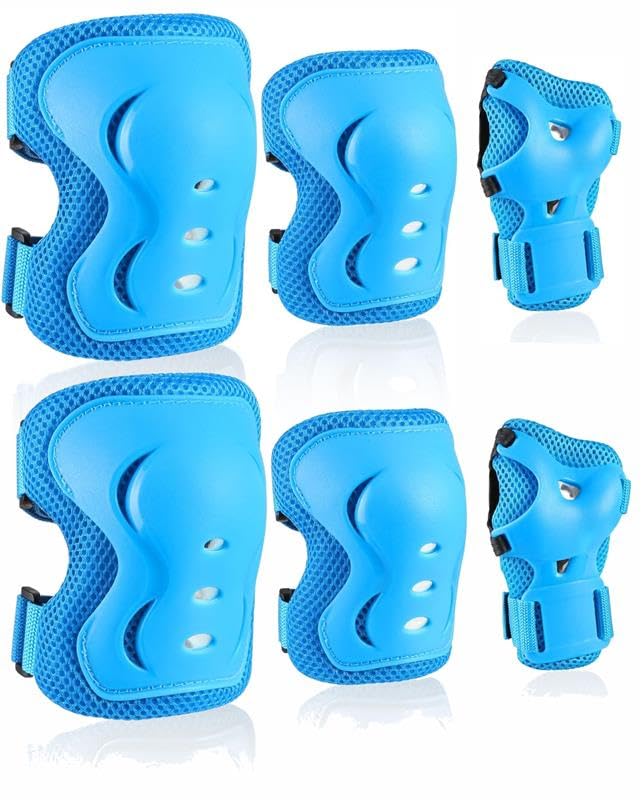 Image of Jaspo Secure Hybrid Protective Gear Set - Knee, Elbow, and Wrist Guards with HDPE Shell, Polyester Mesh, EVA Foam & Soft PU Cushioning for Skating, Cycling