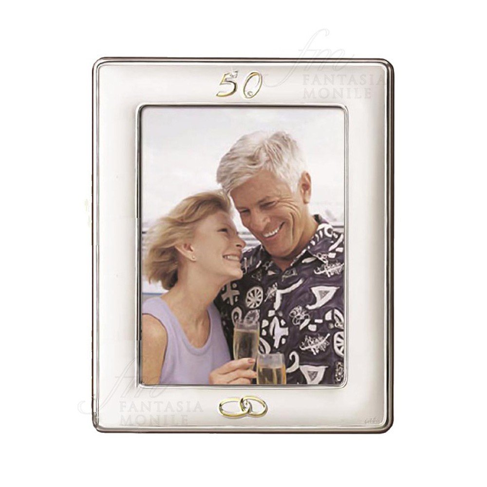 Marco de fotos para 50 aniversario de bodas de oro, placa de plata 925, tamaño 13 x 18 cm, Acca 465QM.12