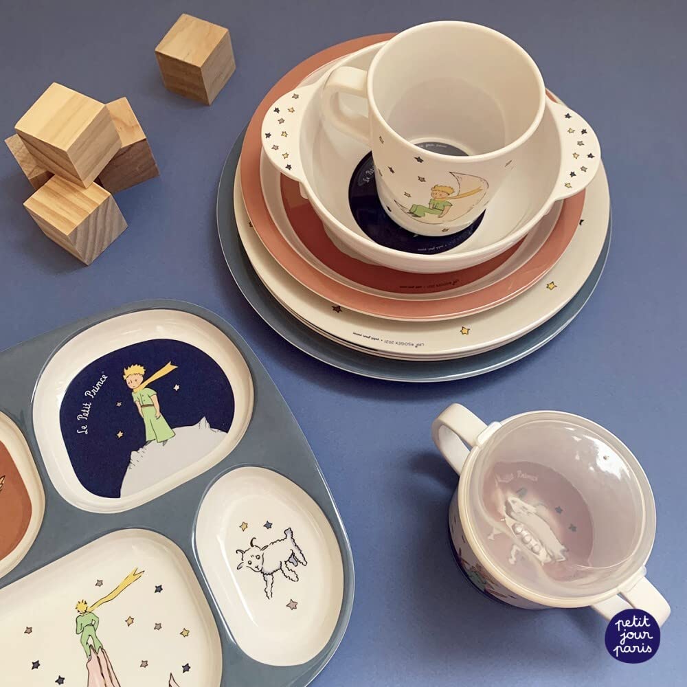 Le Petit Prince PLATEAU À 4 COMPARTIMENTS MELAMINE - Sans BPA - Lavable Au Lave-Vaisselle - 6M+ - 24 x 21 -