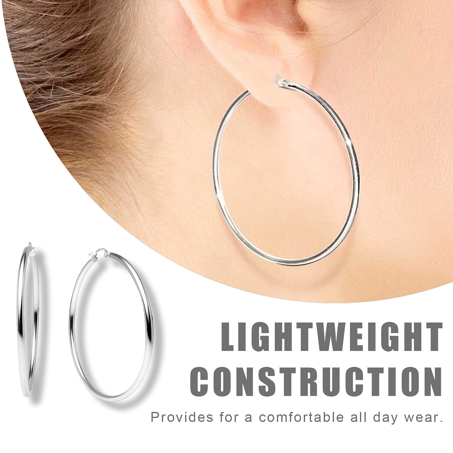 LEEQ 12 par kolczyków Hoop Piercing Kolczyki kółka ze stali nierdzewnej Zestaw kolczyków dla kobiet dziewcząt, 12 rozmiarów, 20-75 mm przez LEEQ