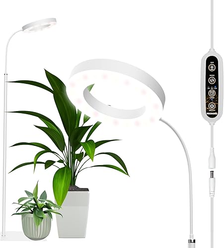 Luces de cultivo para plantas de interior, luces de espectro completo con clip, altura ajustable y 3 modos de espectro, temporizador automático de