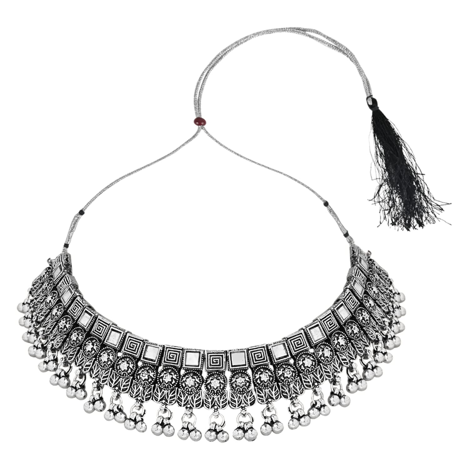 Ethnic Oxidized Afghani Choker Necklace Set (MC135OX)