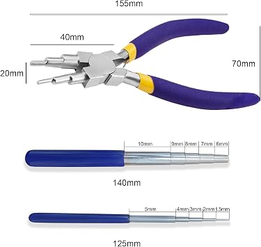Wire Looping Tool, Jewellery Making Tools Set, 6 in 1 Bail Making Pliers & 2 PCS Wire Looping Mandrel, Jewellery Pliers for Jewelry Wire Wrapping & Jump Ring Forming