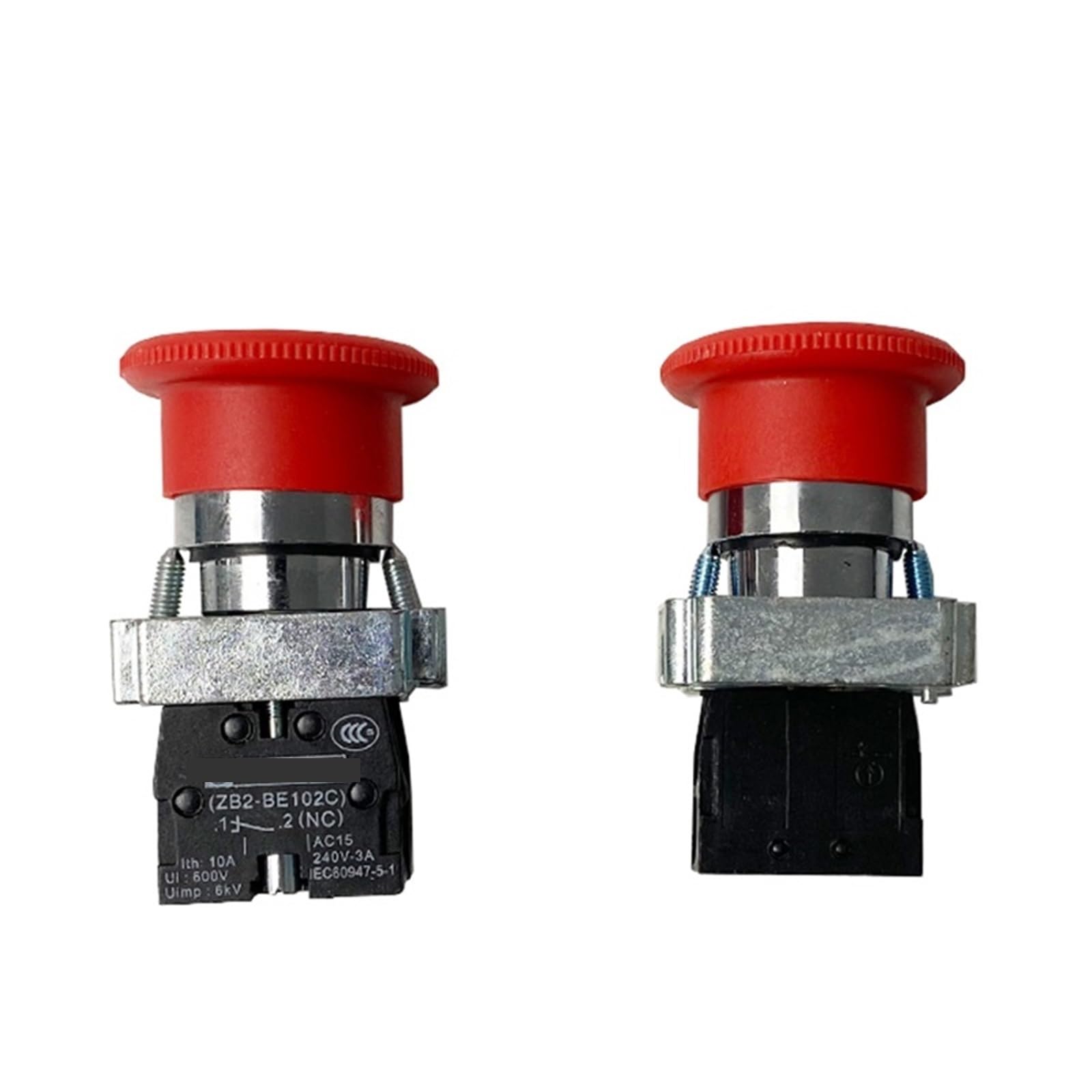 Interruptor pulsador de parada de emergencia rojo 1NC, 600 V, 10 A, 22 mm (ZB2), XB2-BS542, 5 unidades