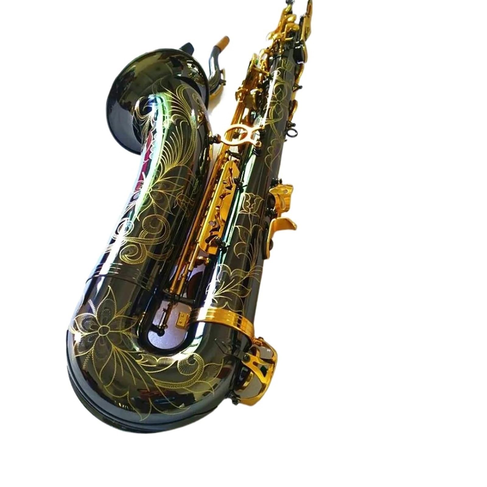 Saksofon Tenorowy B Płaski Instrument Muzyczny Czarny Nikiel Złoty Klucz Saksofon Mosiężne Guziki Z Ustnikiem profesjonalny Saksofon