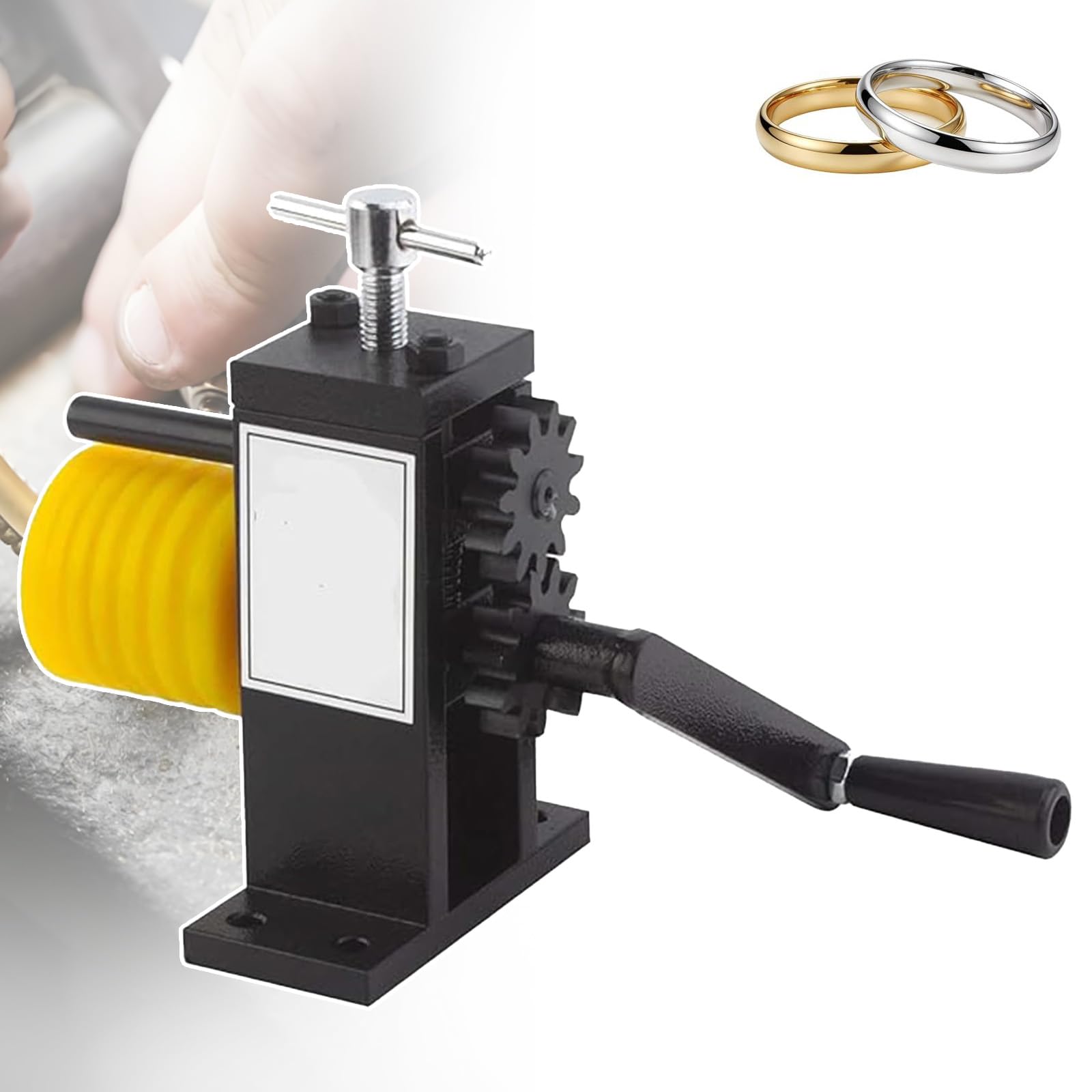 XCSCUK Jewelry Rolling Mill Machine, Hand Crank Ring Bender,DIY Compact Metal Forming Tool,for Gold, Copper, Silver Stamping (Rubber Roller)