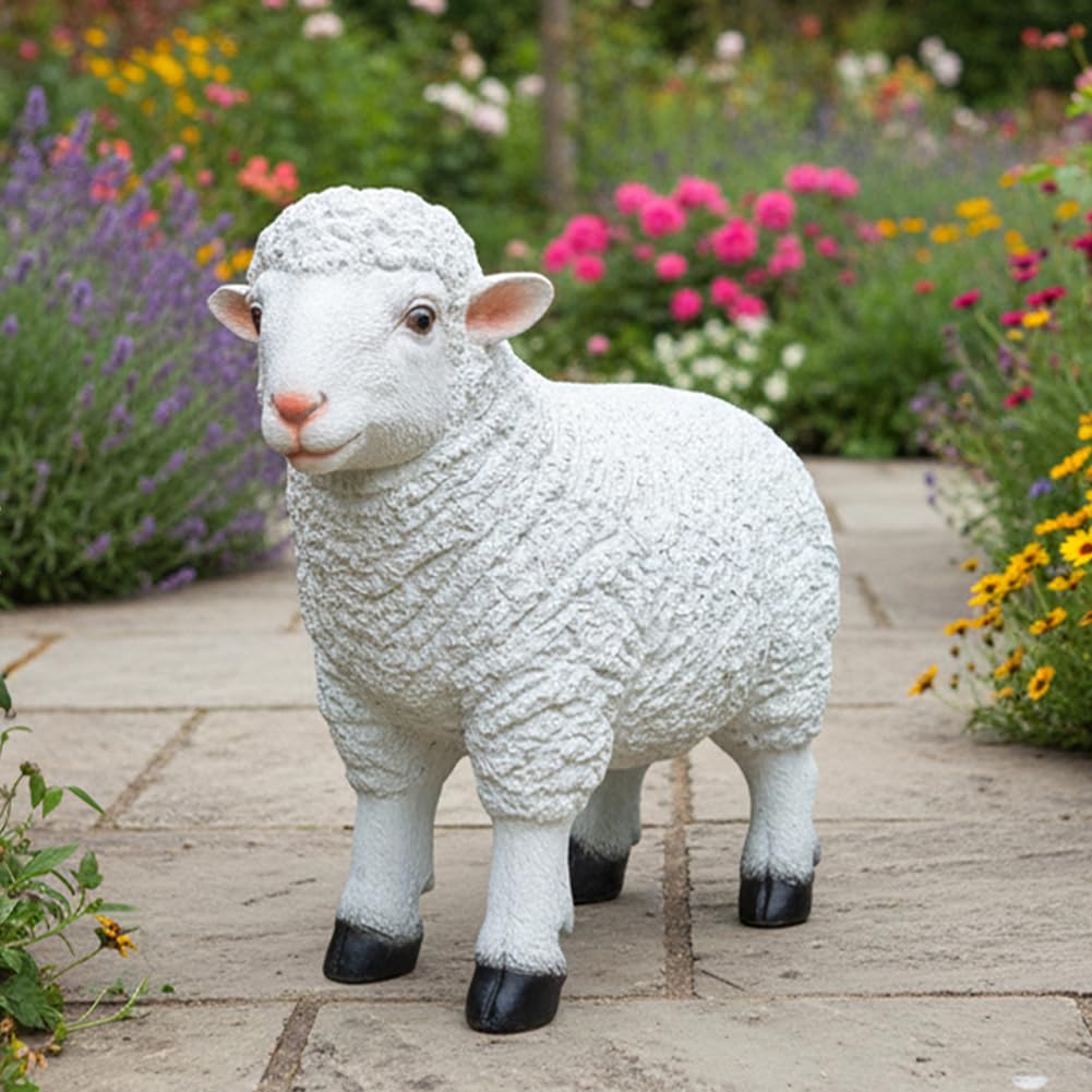 Medium Garden Sheep Sculpture Metal Garden Ornament Farm Yard Display