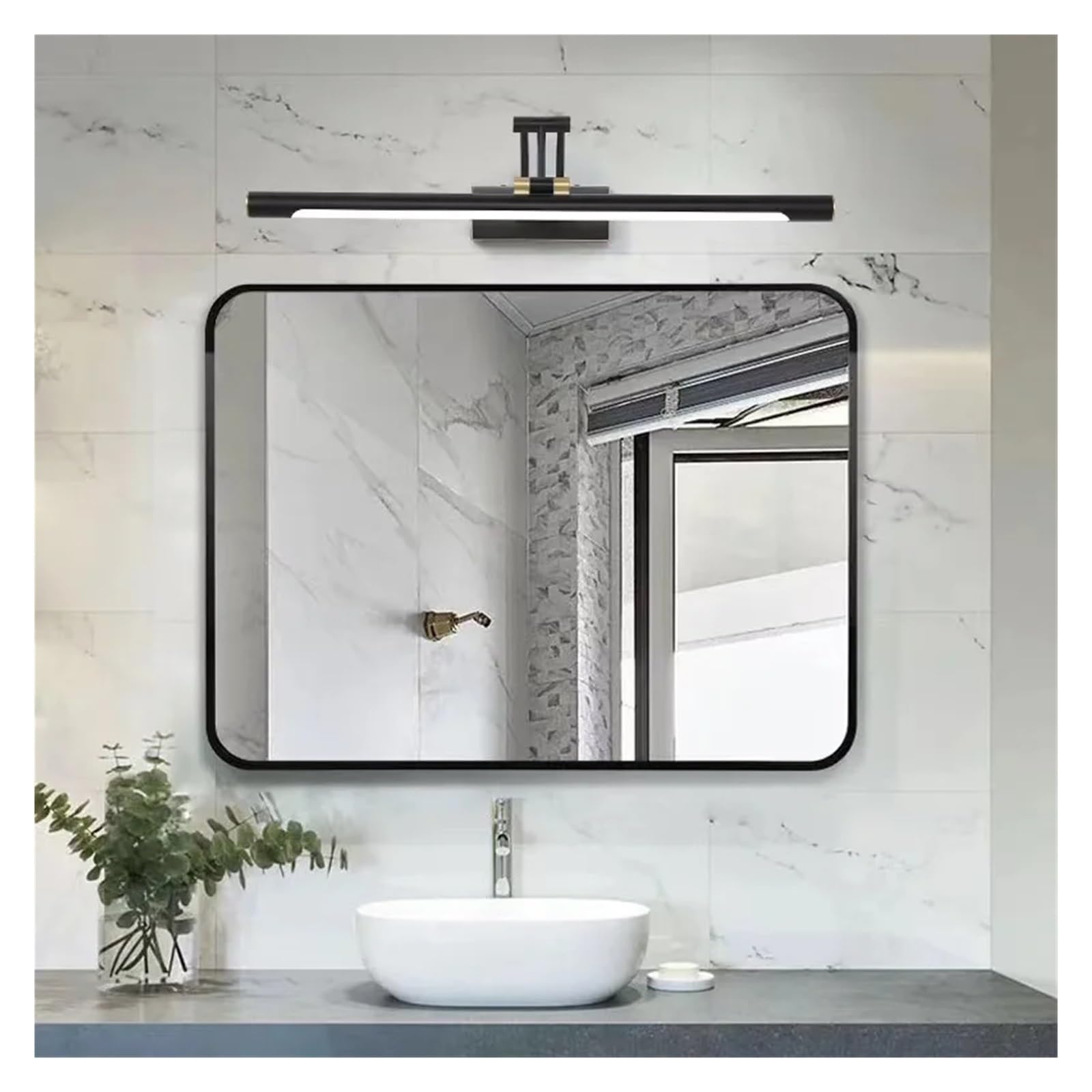 Luce frontale for specchio da bagno, pieghevole, telescopica, regolabile, striscia LED for doccia, luce di riempimento for trucco Flessibile(Warm,WHITE_43CM)