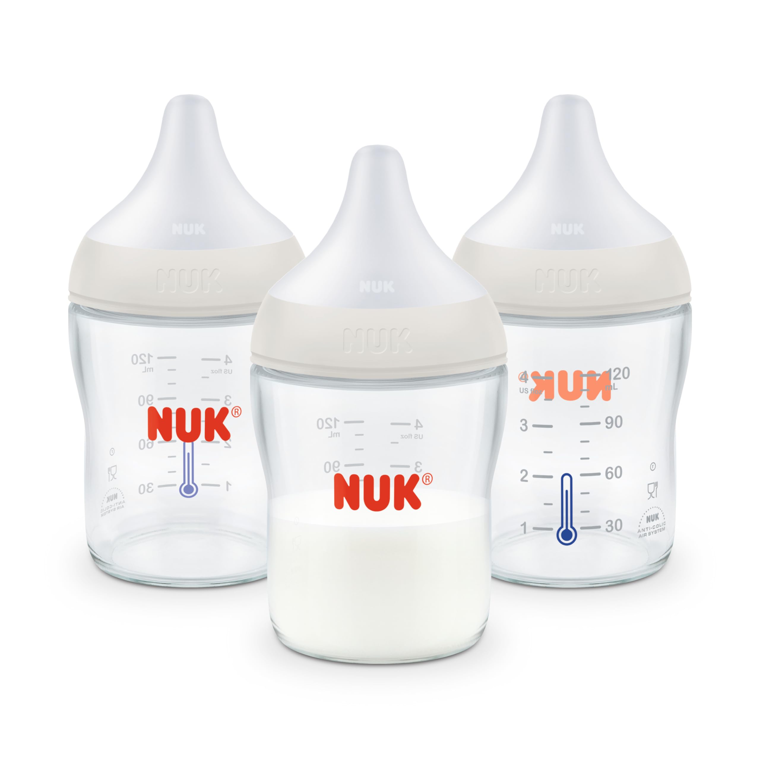 Amazon.com : NUK Perfect Match Glass Natural + Anti-Colic Bottle 