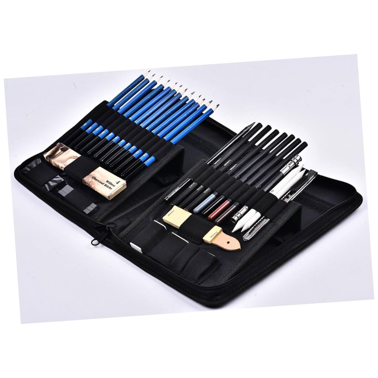Operitacx 40-pièces Ensemble Crayons Dessin Bois Étui Zippé pour Croquis et Dessin Professionnels