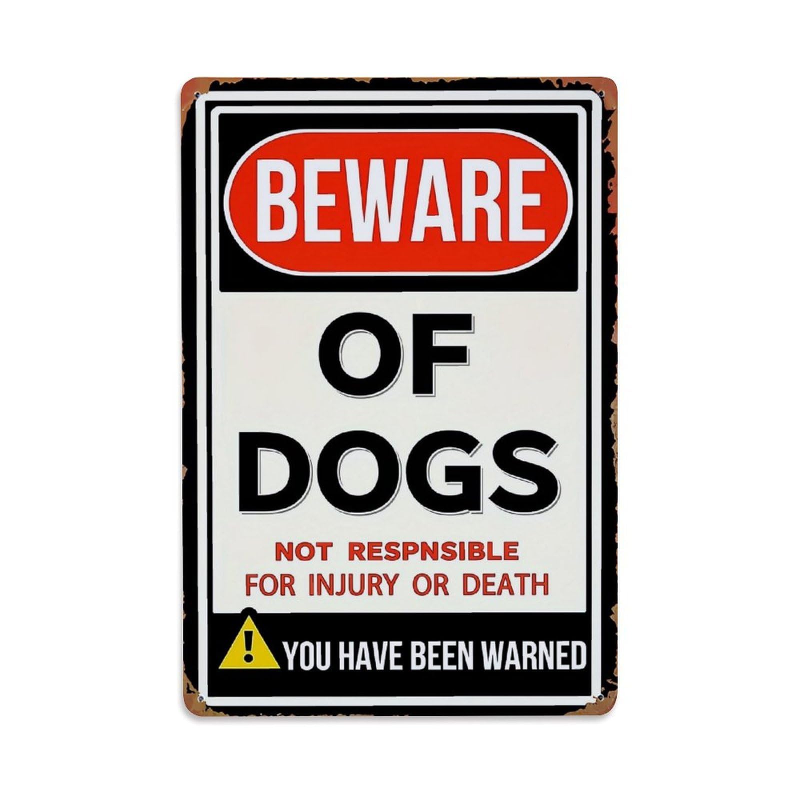 Beware Of Dogs Warning Sign Tin Sign Metal Poster Vintage Metal Signs for Home Man Cave Bar Cafe Kitchen laundry room Wall Decorations Gift 8x12Inch