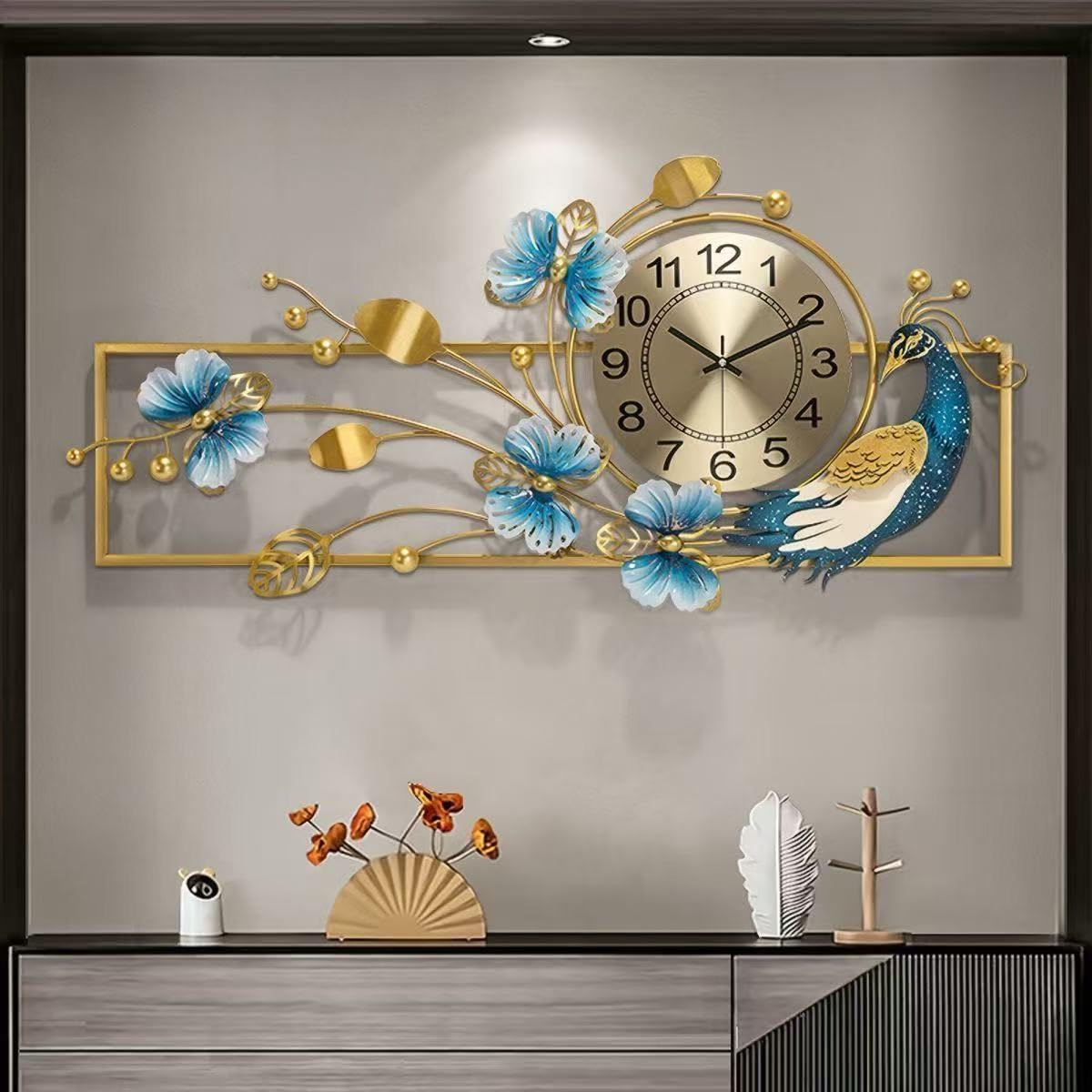 KLerDH Wall Clocks, Luxury Peacock Wall Clock, Silent Decorative, Creative Fashionable Quartz Hanging