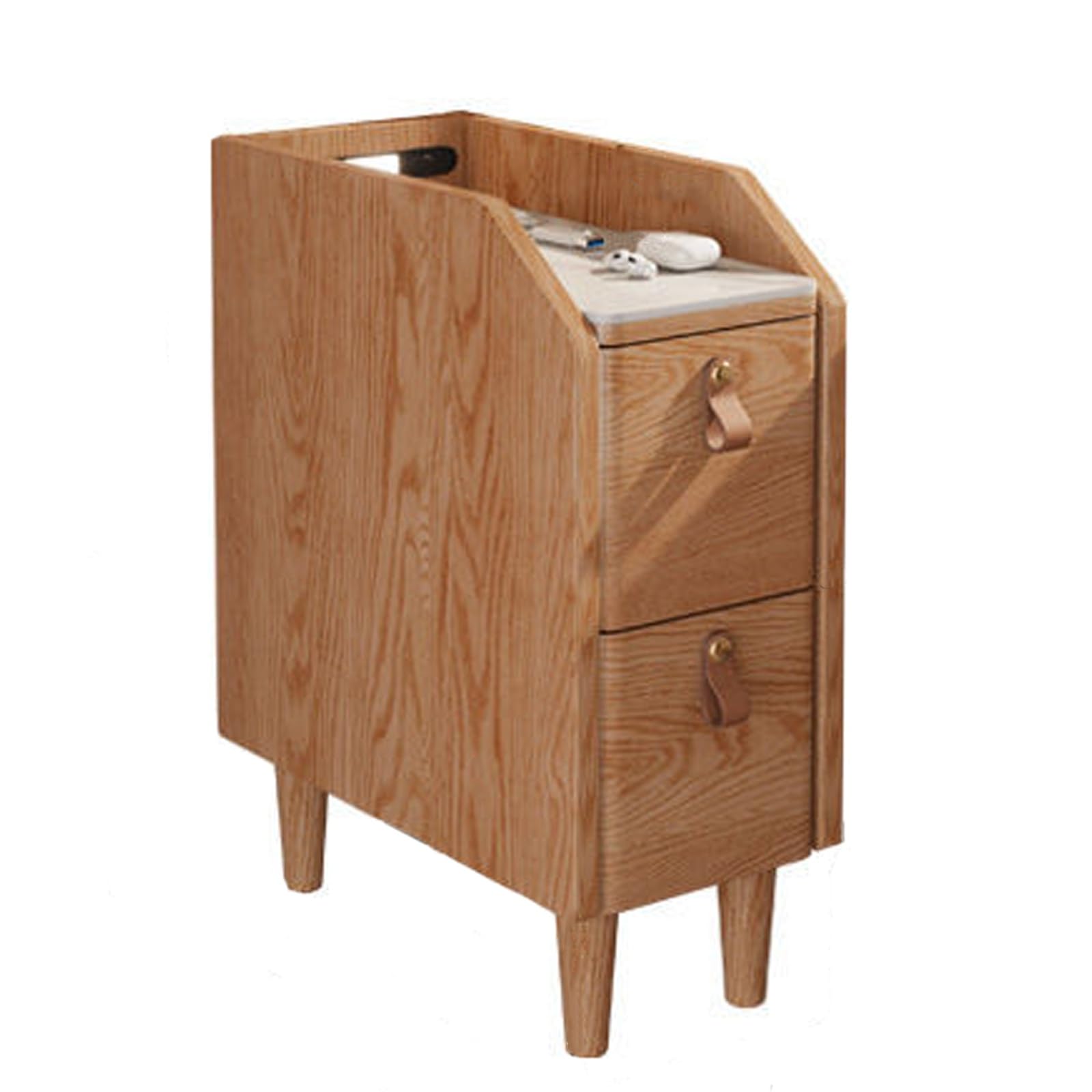 Table de chevet en bois massif avec tiroirs d'appoint de 40 cm