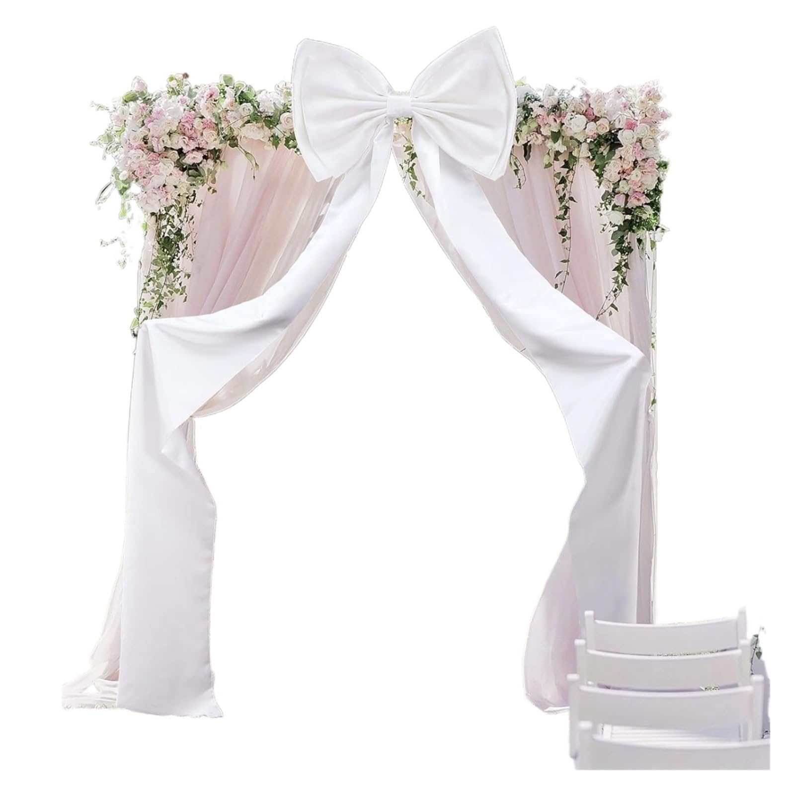 Fiocchi Giganti Fai Te Super Grandi, Arco Decorativo Gigante con Fiocco Bianco for Cerimonia Nuziale, Festa di Compleanno, Sfondo Fotografico - Elegante Design in Tessuto(A2)