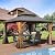 12'x12' Hardtop Gazebo with Cedar Wood Frame, Outdoor Wood Gazebo with Galvanized Steel Double Roof, Permanent Metal Roof Gazebo with Curtains and Netting for Patio, Backyard and Lawn(Brown)